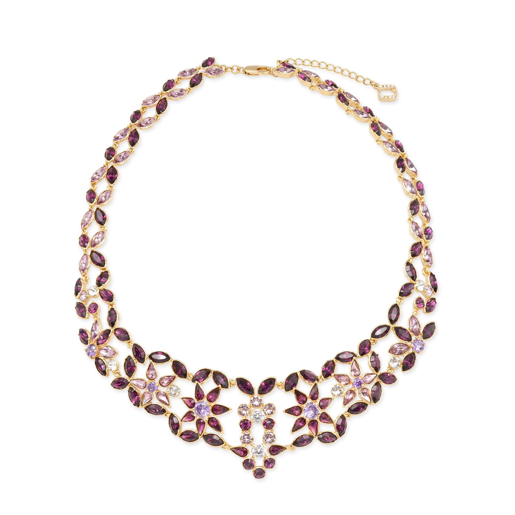 クリスタルフラワー パープル ネックレス