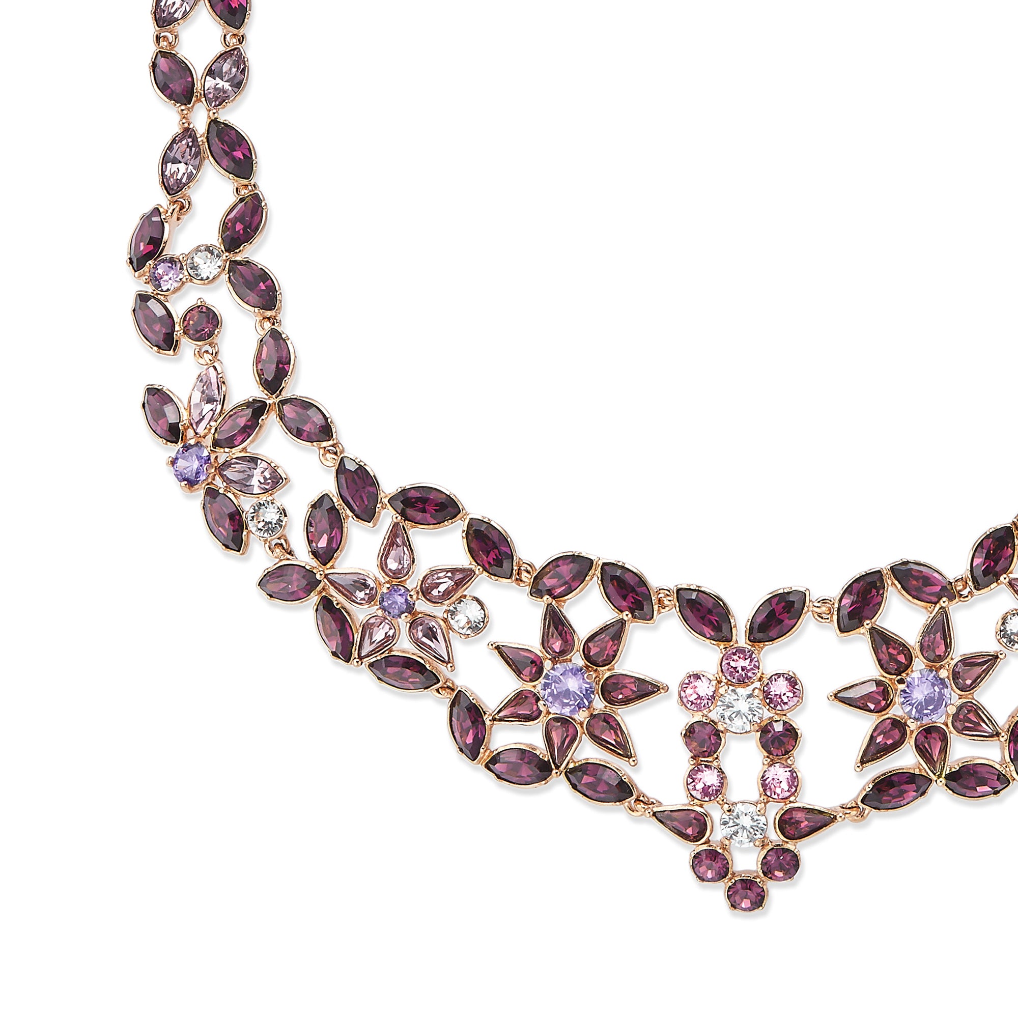 クリスタルフラワー パープル ネックレス