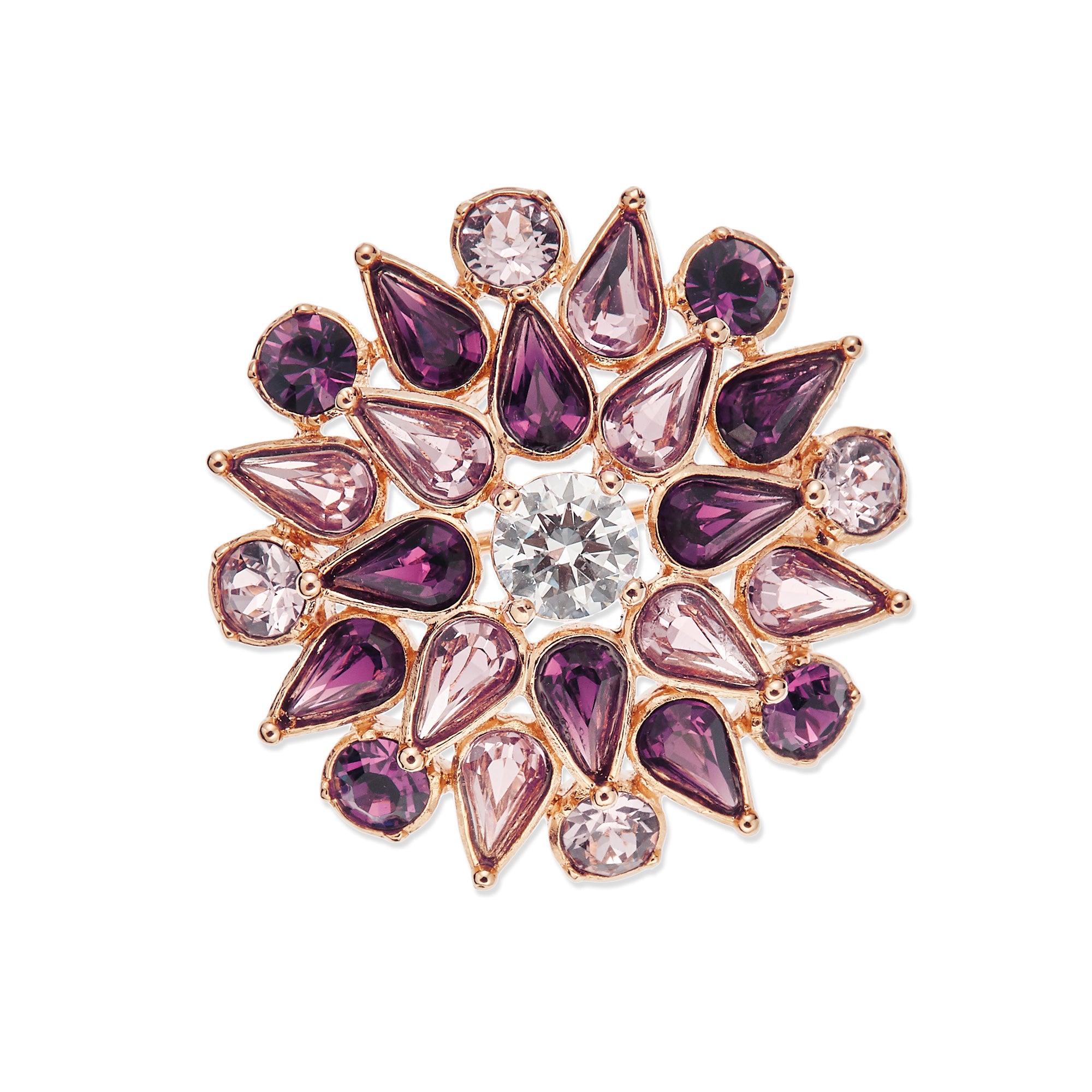 Crystal Flower Purple Brooch