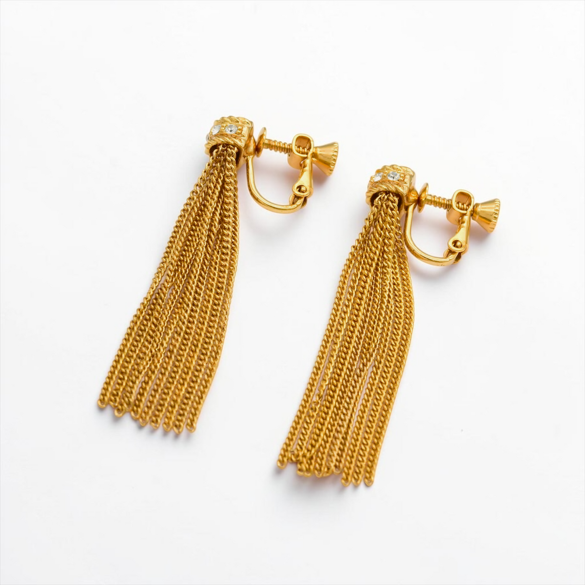 long fringe Clip Earrings