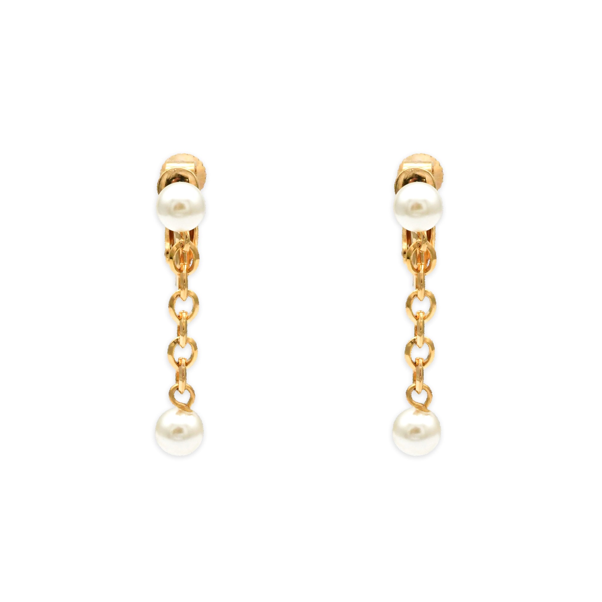 RIYO Pearl Chain Clip Earrings