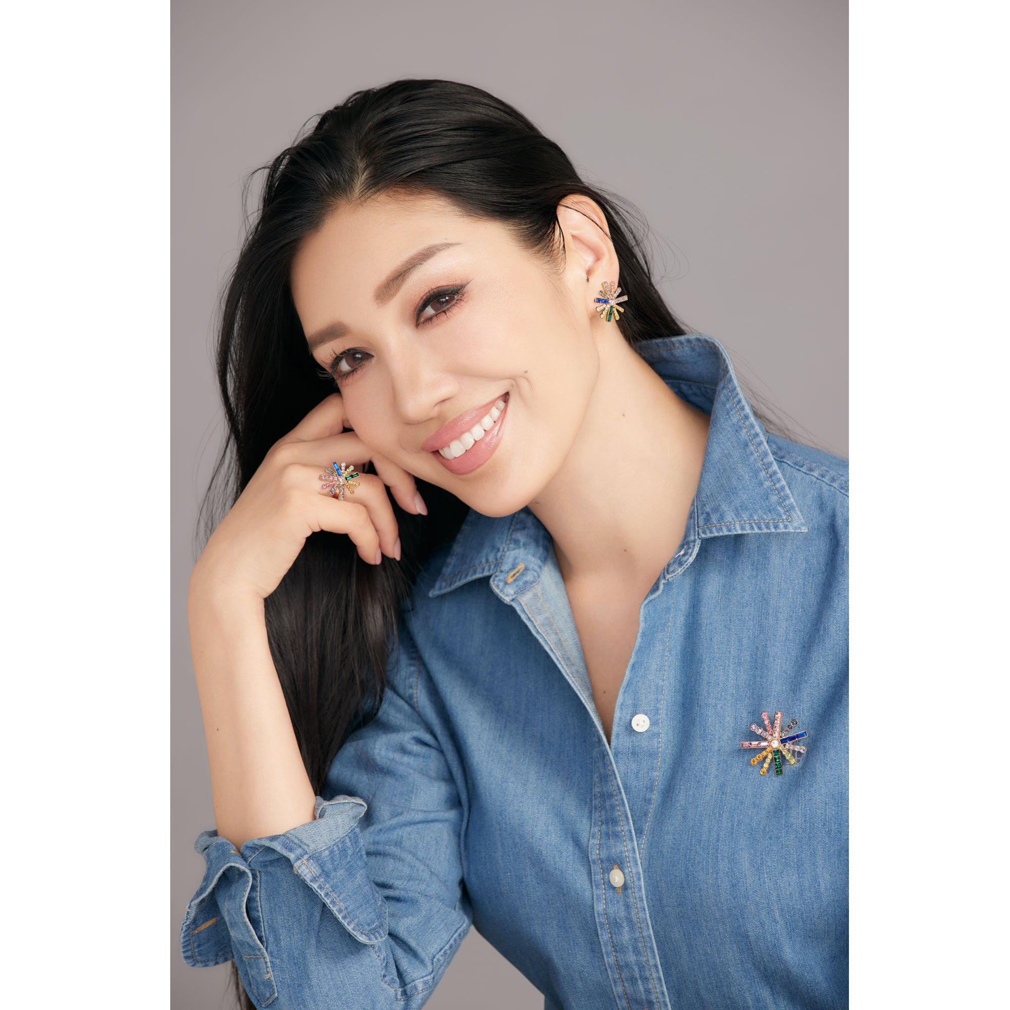 Ahn Mika rainbow sun earrings