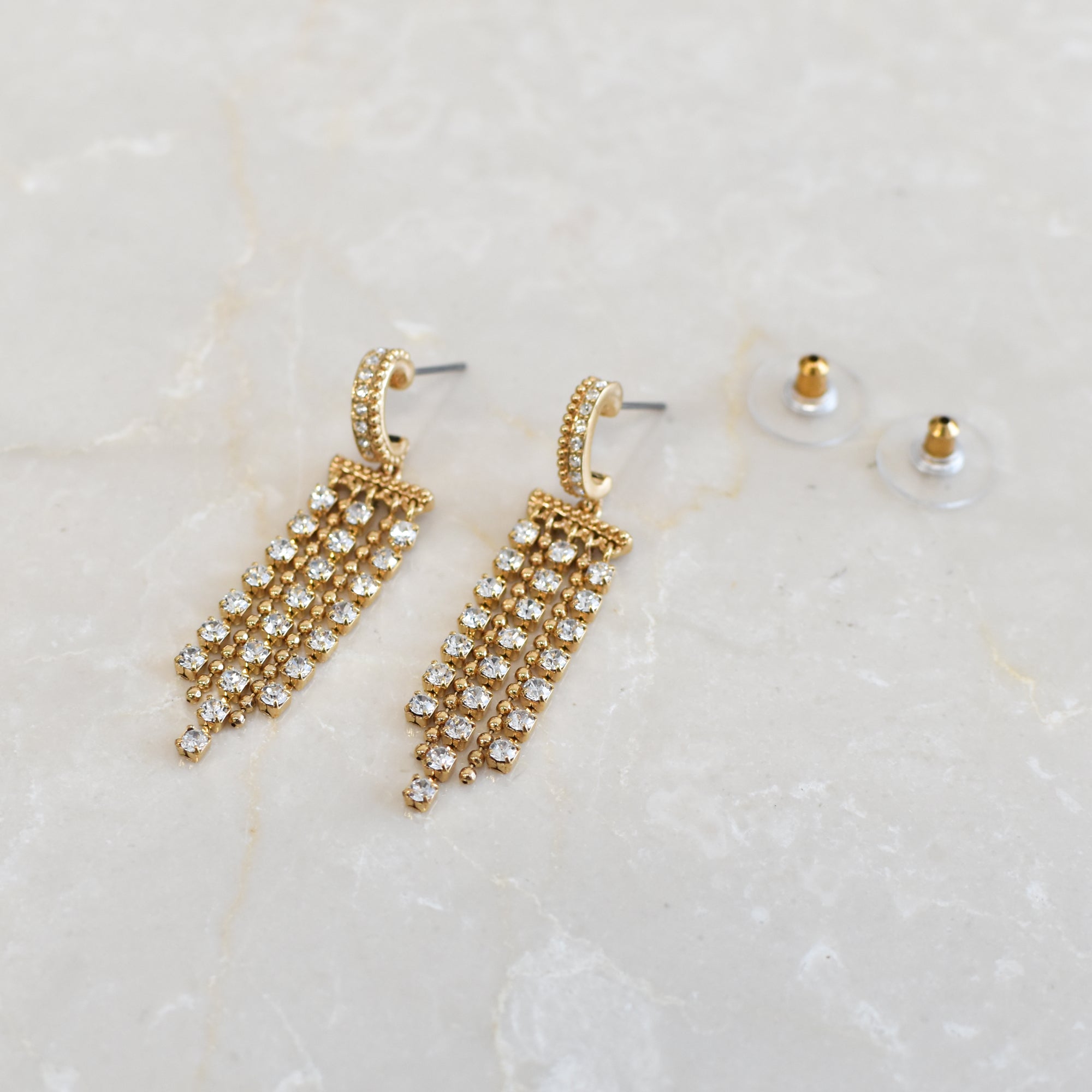 RIYO クリスタルチェーン ピアス