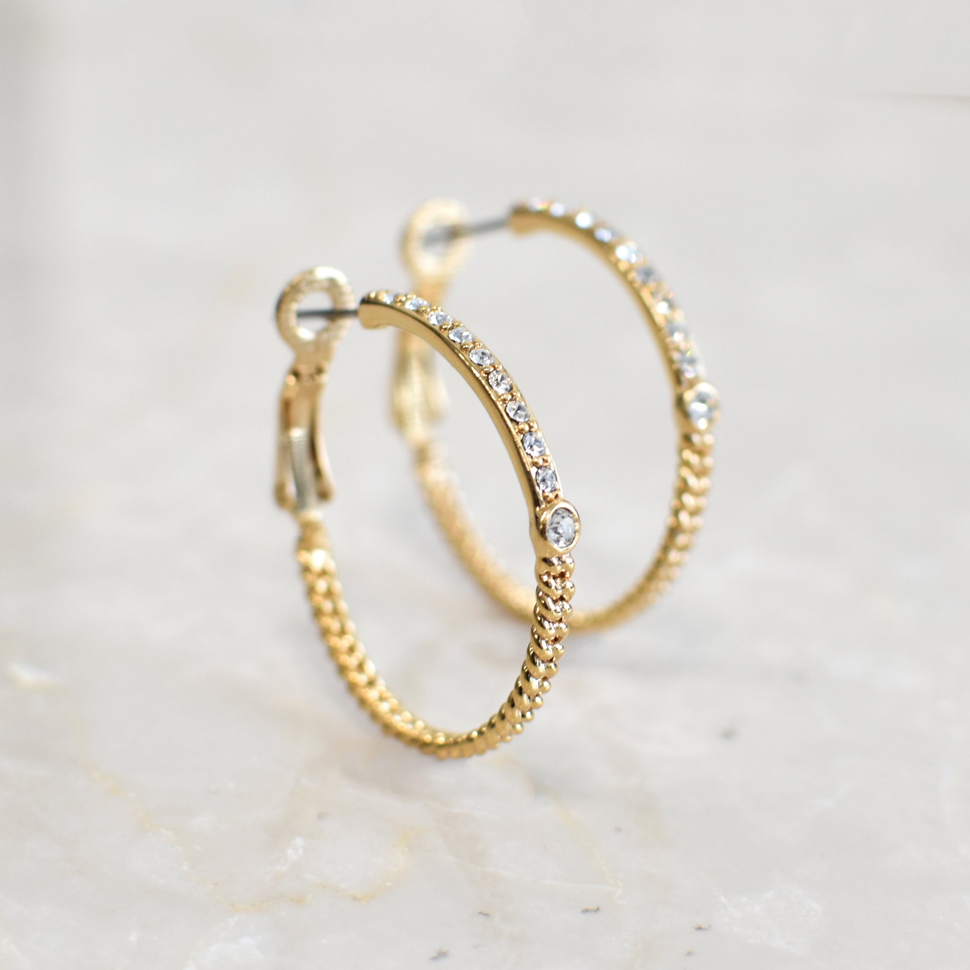 RIYO クリスタル フープ ピアス