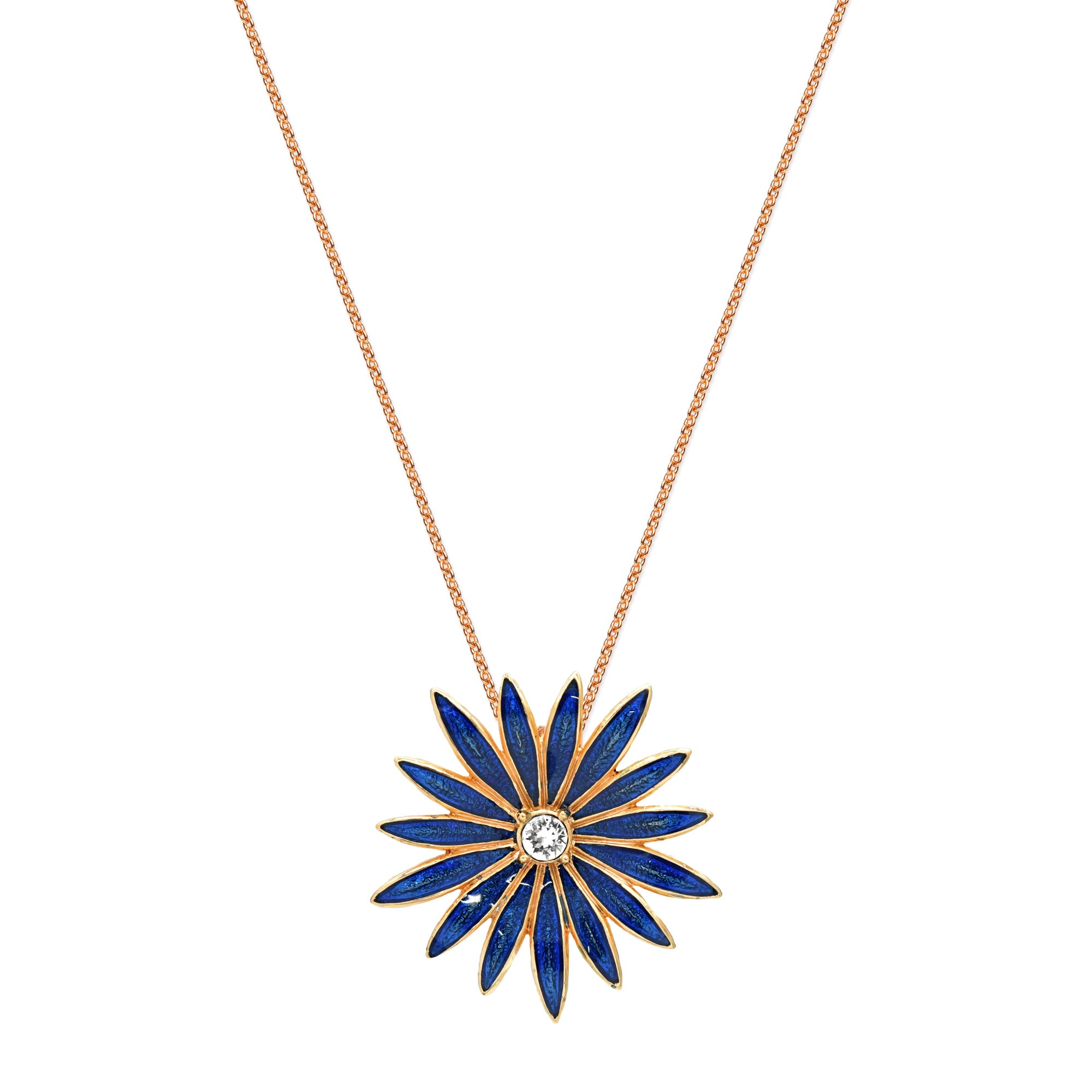 marguerite blue long necklace