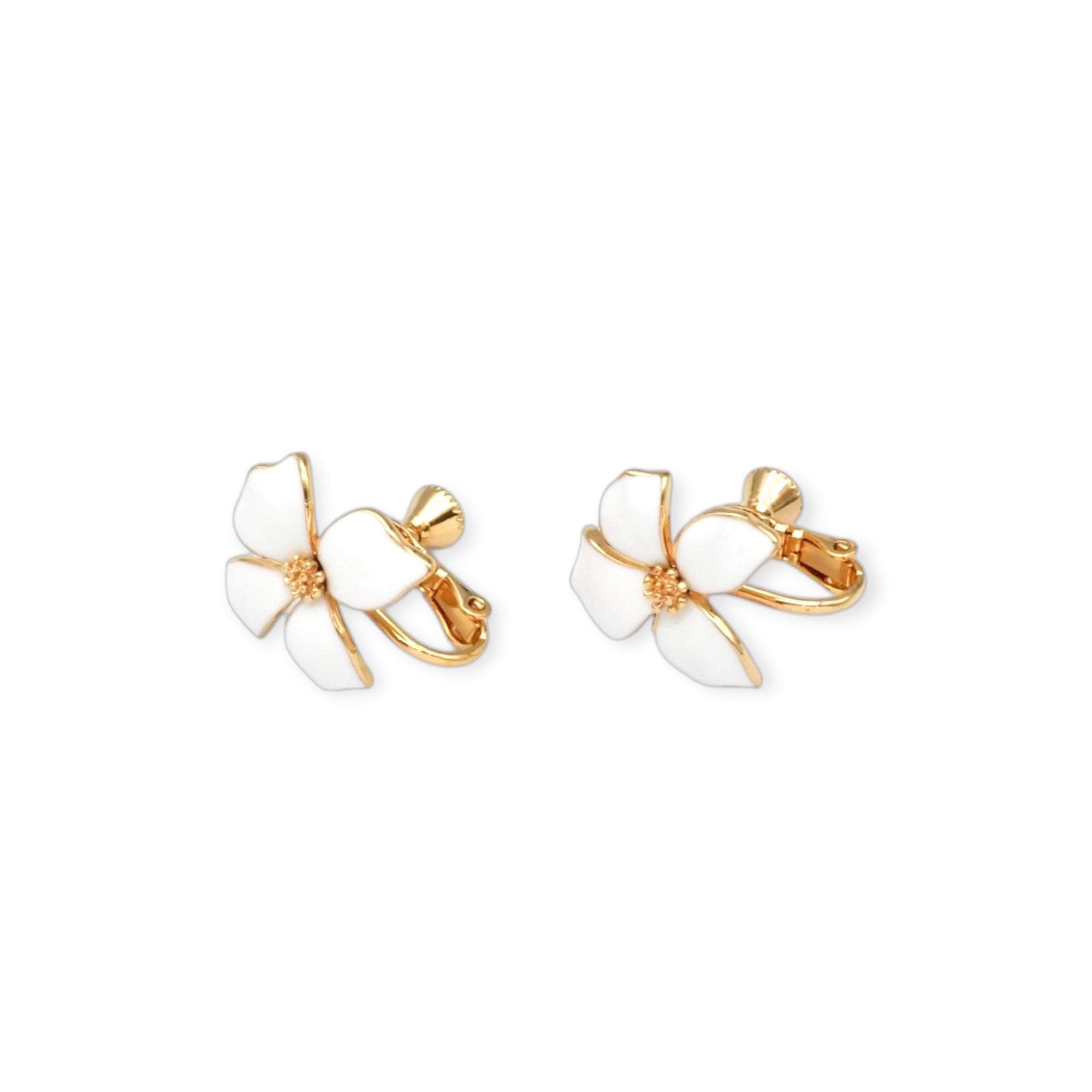 Fleur Blanche Clip Earrings