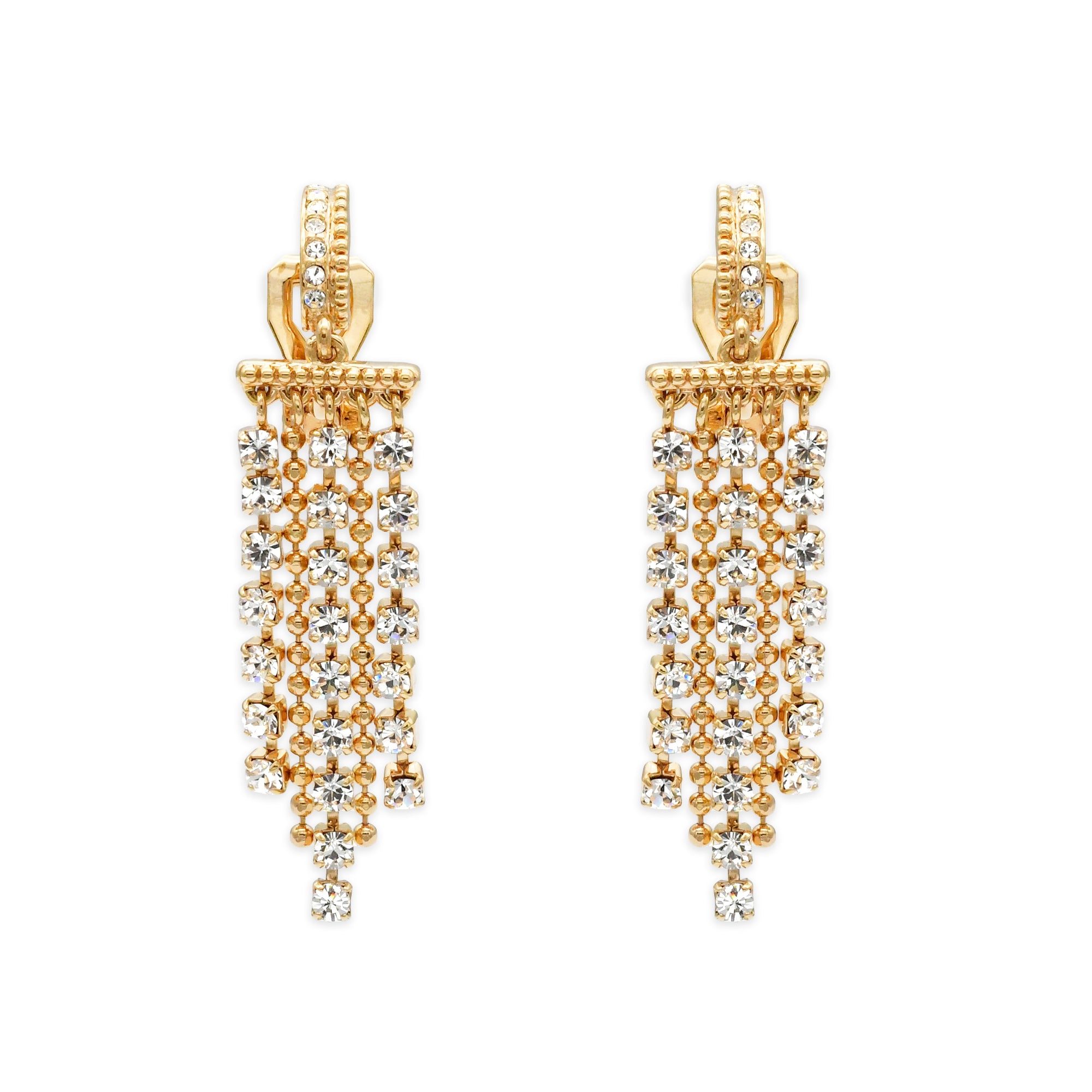 RIYO Crystal Chain  Clip Earrings